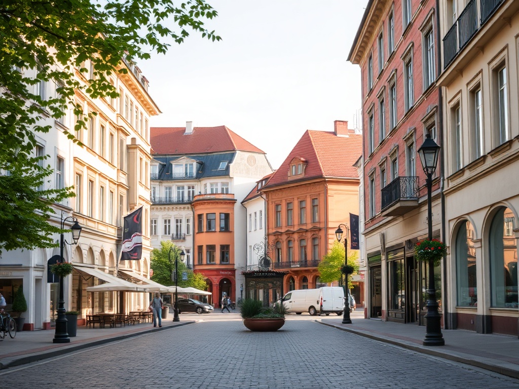 Mapa infrastruktury miejskiej w Sanoku, pokazująca rozmieszczenie sklepów, restauracji i placówek usługowych.